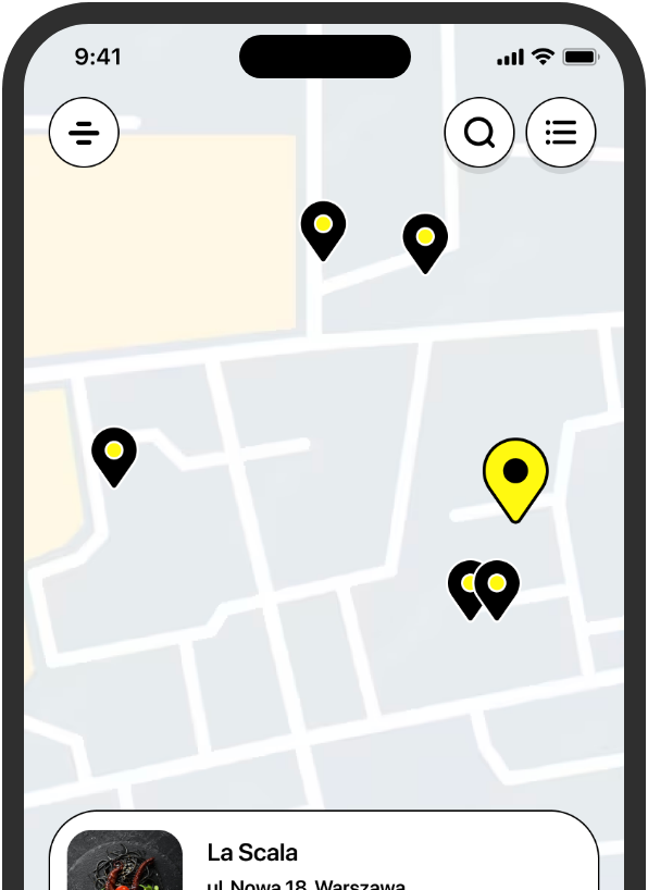 Mapa restauracji w yelow